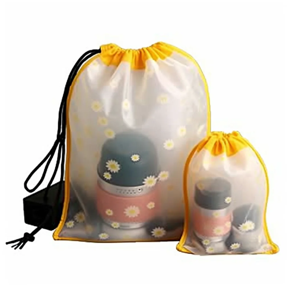 High Quality Custom Pouch Pe Plastic Rope Packaging Clothes packaging Bag With Drawstring Pocket Of Different Sizes