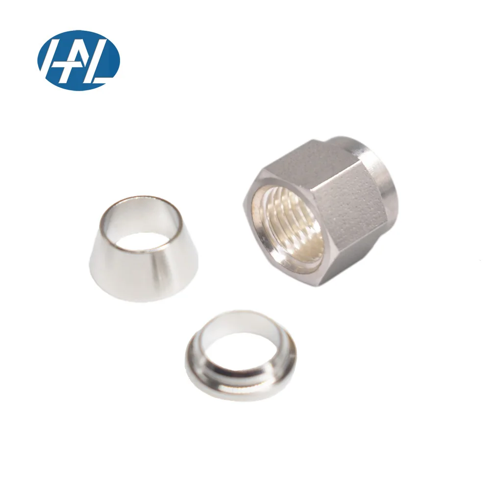 Custom stainless steel 304 ferrule joint internal thread double ferrule nut accessories 1 / 8 (1600542177299)