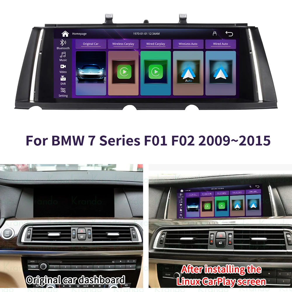 Krando Linux car radio Touch Screen GPS Navigation Receiver tablet upgrade For BMW 7 Series F01 F02 CIC NBT appl carplay