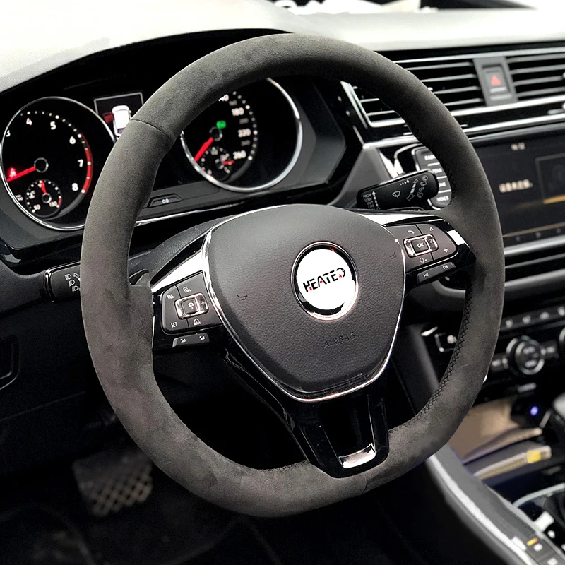 Steering Wheel Cover in Alcantara for Volkswagen VW Golf 7 Polo 5 Arteon Passat Tiguan T-Roc e-Golf 2013 2015-2022