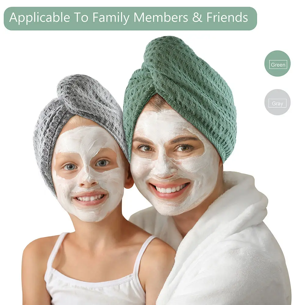 Wholesale Fashion Popular Designing Customized Microfiber Waffle Hair Turban Towel Hair Drying Cap
