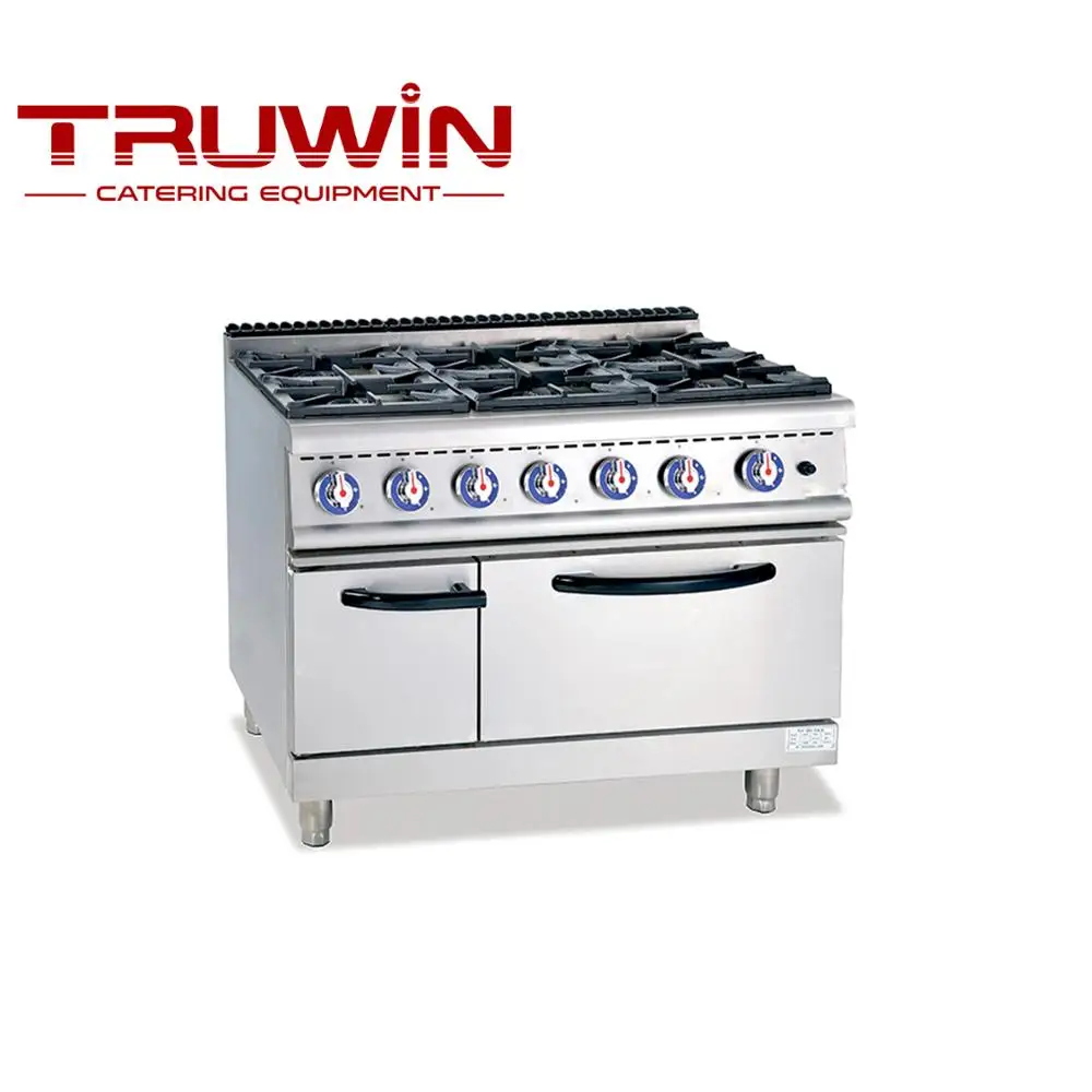 900mm Freestanding Gas Cooking Range 4 Burner Stove And Lave Rock Grill With Oven For Restaurant