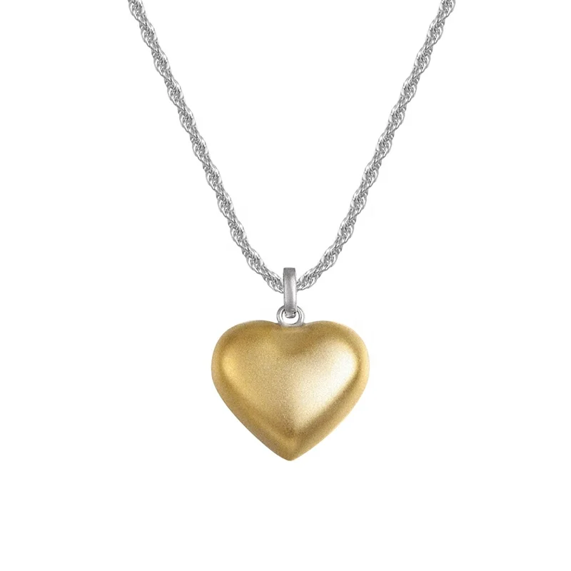 Fine Jewelry Girls Love Gift 2023 Fashion Manufacture S925 Sterling Silver Frosted 18k Gold Heart Pendant Necklaces For Women