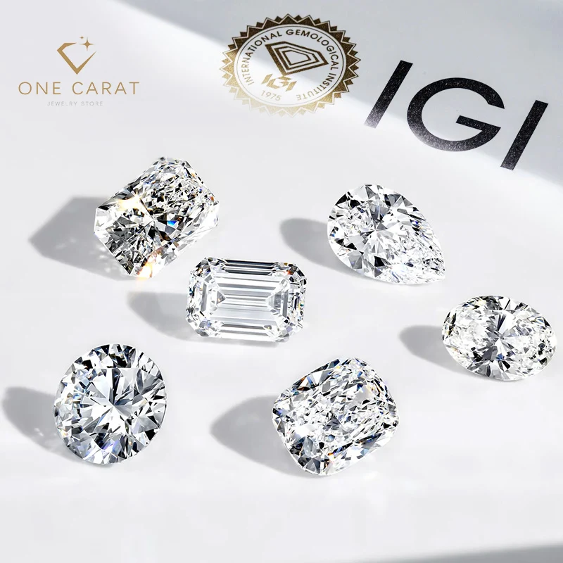 ONE CARAT VVS VS1 0.5CT 0.5CT 0.8CT 1CT 1.5CT 2CT 3CT 4CT 5CT HPHT CVD Synthetic IGI GIA Certified Emerald Lab Grown Diamond