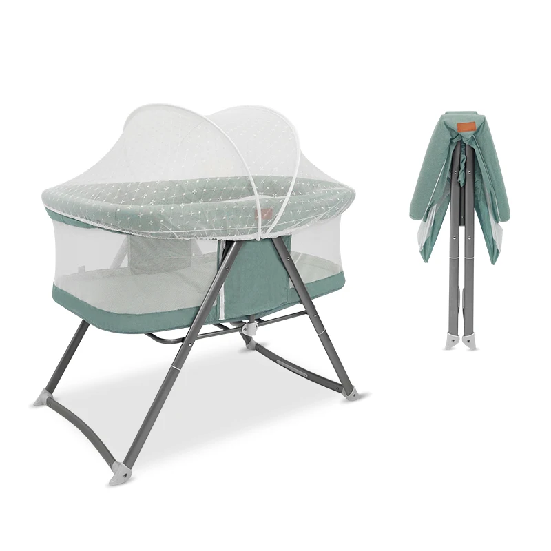 Soft and Comfortable Baby Sleeping Bed with The Function Similar Swing Chair 2021 Brand New Crib Kids Furniture Metal Modern