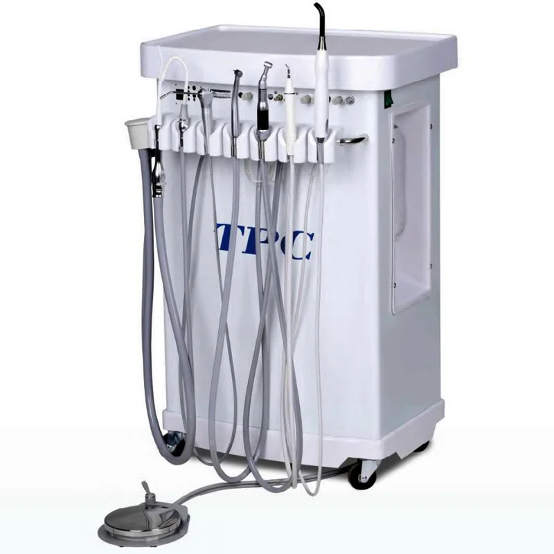 CE Approved TPC Orthodontic Mobile Delivery Cabinet Portable Dental Unit with Aircompressor & Vacuum Pump & Saliva Ejector & HVE