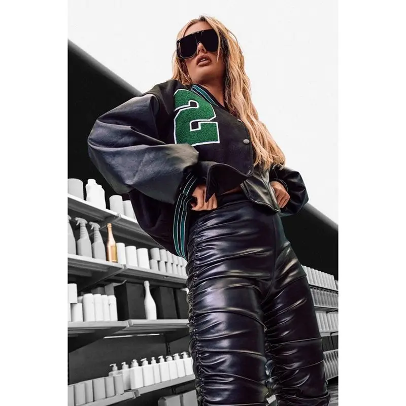 Clothing Suppliers Winter Wool Chenille Embroidery Fleece Baseball Leather Sleeves Varsity Bomber Letterman Jacket