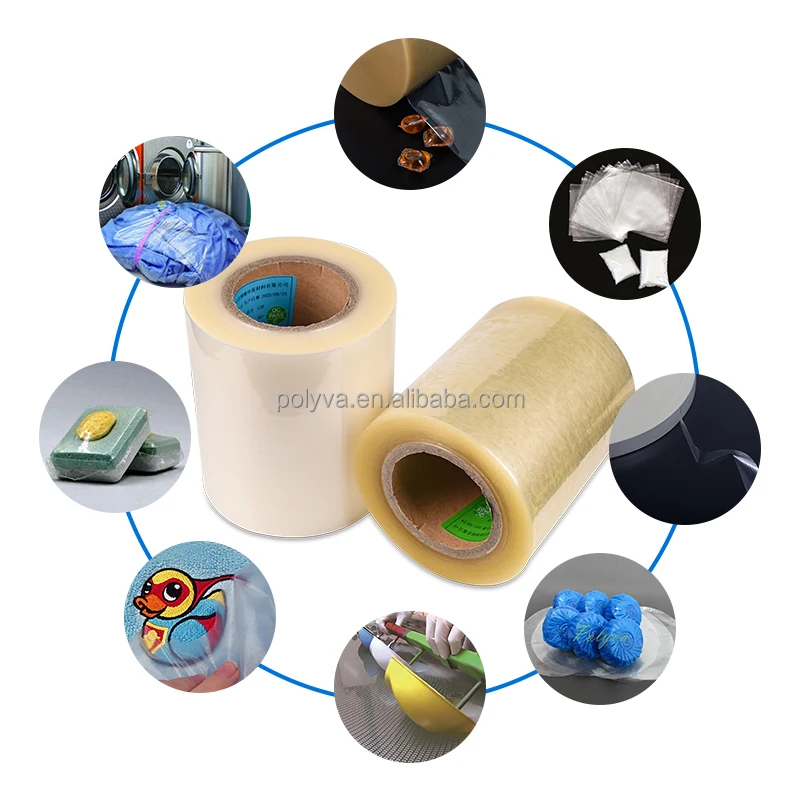 Polyva OEM Various shapes dishwasher block pods laundry detergent film pods cold water soluble PVA Packing film