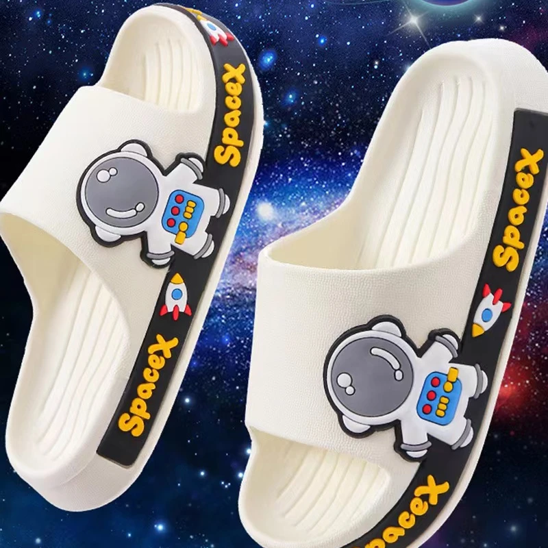 High Quality Wholesale Soft Space Man Cartoon Anti Slip Indoor Parent-Child PVC Slides Slippers For Kids