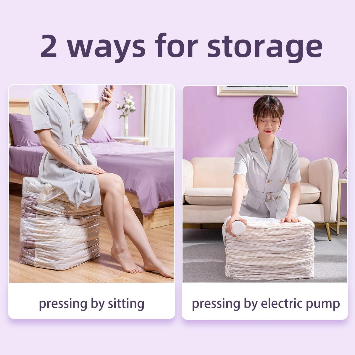 Taili Vacuum Cube Storage Plastic Bags Cloth Blanket Organizer Space Saver Pack Compressed Large Bag