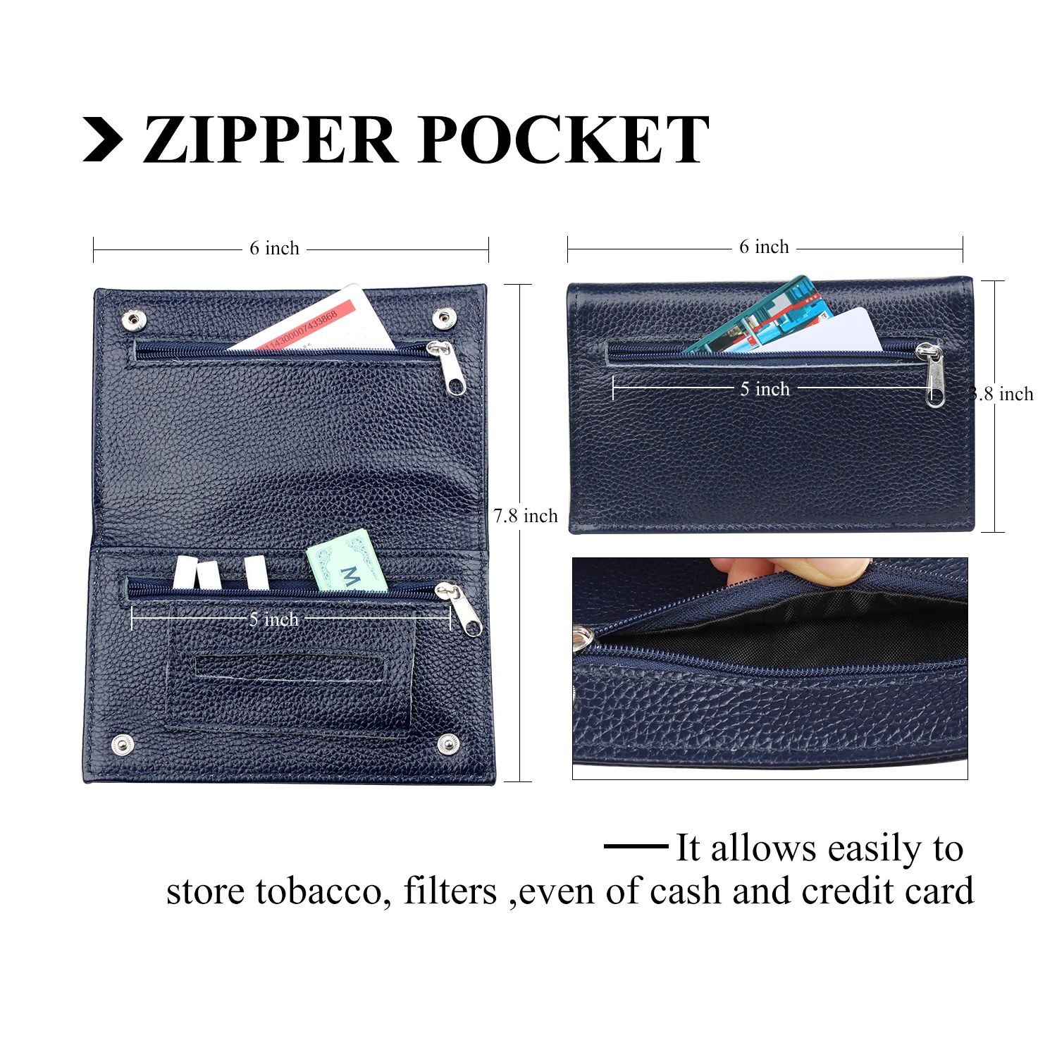 Custom Genuine Leather Tobacco Pouch Bag for Tobacco Rolling Paper