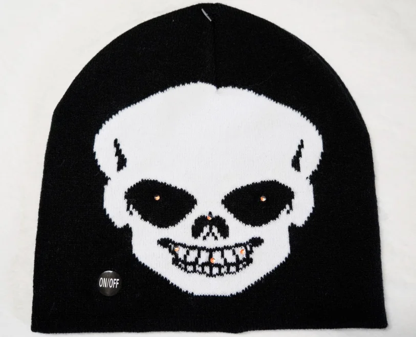 LED Lights Halloween Knitted Jacquard Party Spooky Spooky Pirate Harajuku Cold Hat