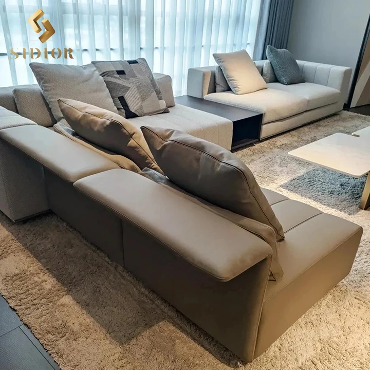 Contemporary Design Italian Furniture Set Modern Sofa Luxury 7 9 12 Seater Modular L Shaped Couch Corner Sectional Leather Sofa