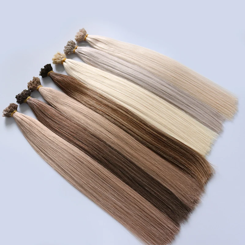 Wholesale Hot sale Russian Real Human Hair Extension Flat Tip Hair Remy Pre Bonded Hair Extensions