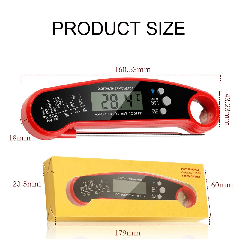 Meat Thermometer Digital Instant Thermometer for Grill and Cooking IP66 Waterproof Food Thermometer for Kitchen and Outside BBQ
