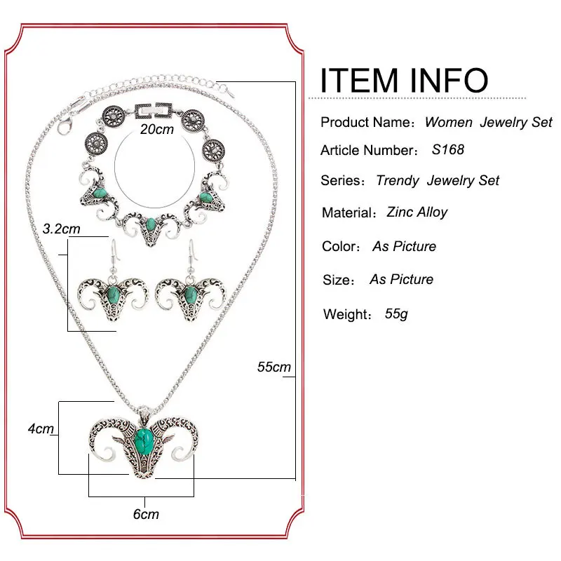 Women Girls Clavicle Pendant skull bull necklace earrings bracelet