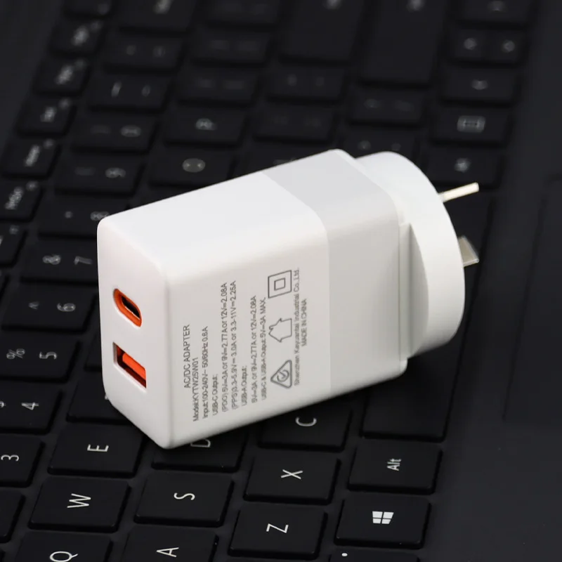 Зарядное устройство KYT 25 Вт с вилкой Стандарта CE/ROHS/KC/ERP для iPhone 13/Samsung