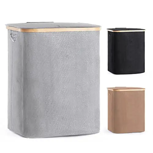 66L Large Laundry Basket with Lid, Collapsible Dirty Clothes Hamper with Handle, Closet Storage Bin for Bedroom, Bathroom, Dorm