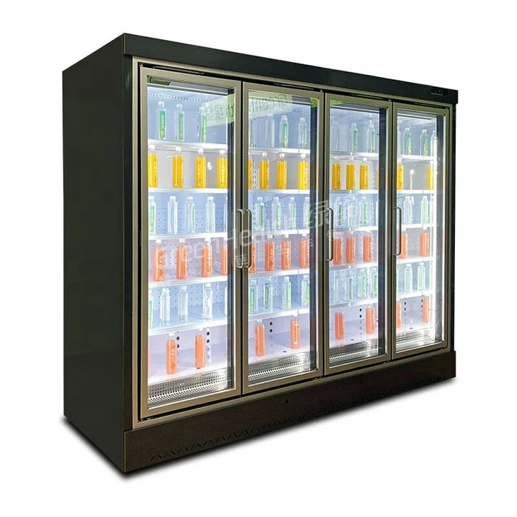 Multideck Frozen Food Freezing Showcase Fruit And Vegetable Display Cooler Refrigerated Vertical Glass Door Freezer