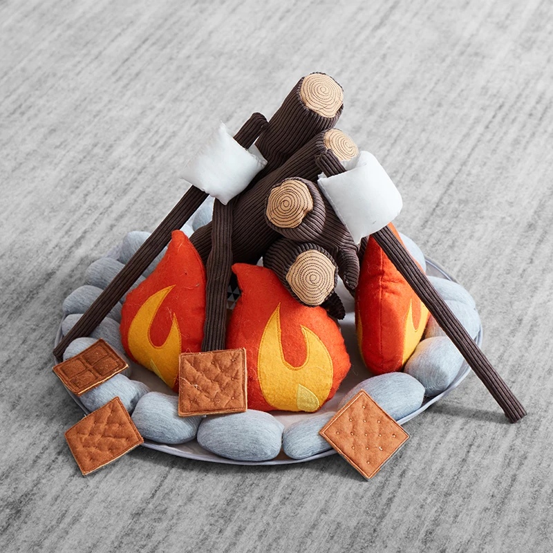 Asweets 17 Pcs Indoor Outdoor Handmade Plush Felt Campfire Toys Pretend Play Camp Fire