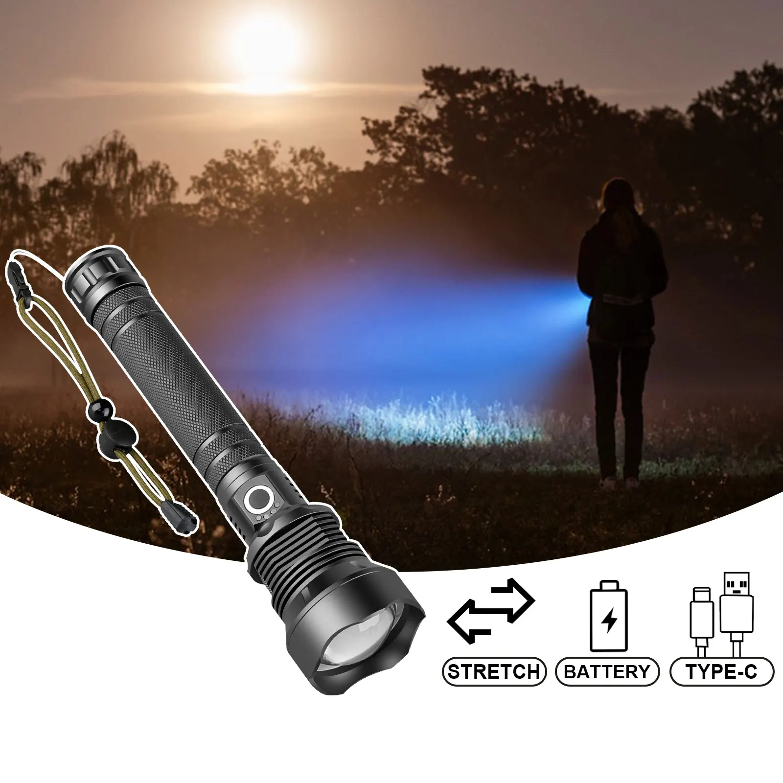 Spot goods aluminum alloy quad core ultra bright p70 torch light 20W powerful xph 70 flashlight