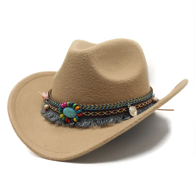 Wholesale Ethnic Vintage Cowgirl Hats Tassels Decoration Cowboy Hats