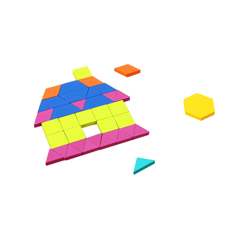Block Geometric Jigsaw Puzzle Blocks Children Educational Gift Tangram Blocks Custom Wooden Plastic Toys 50 Sets 3+ Years CN;ZHE