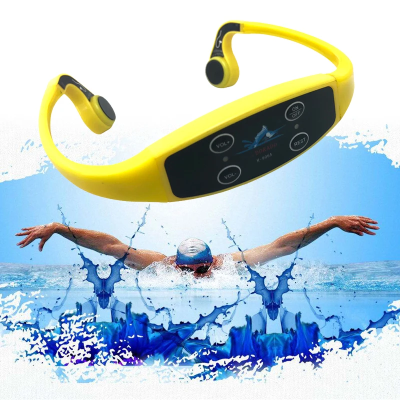 Swimming Efficient Teaching Logo Customized Volume Adjustable Waterproof Working Talking FM Transmitter Bone Conduction Headset