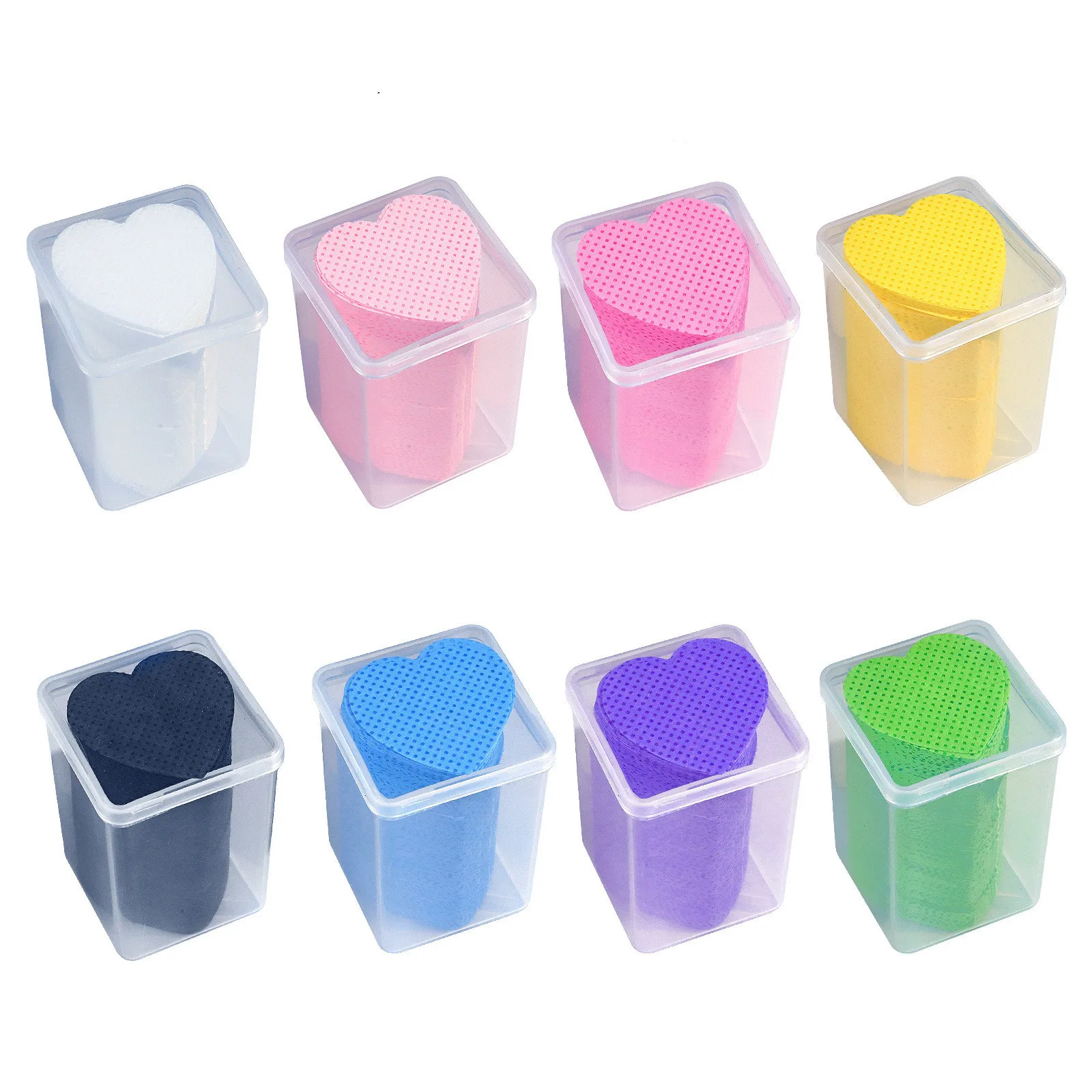 200PCS/box Heart Shape Eyelash Glue Remover Pad Nail Polish Cleaner Lint-Free Cotton Pad Glue Bottle Mouth Cleaning