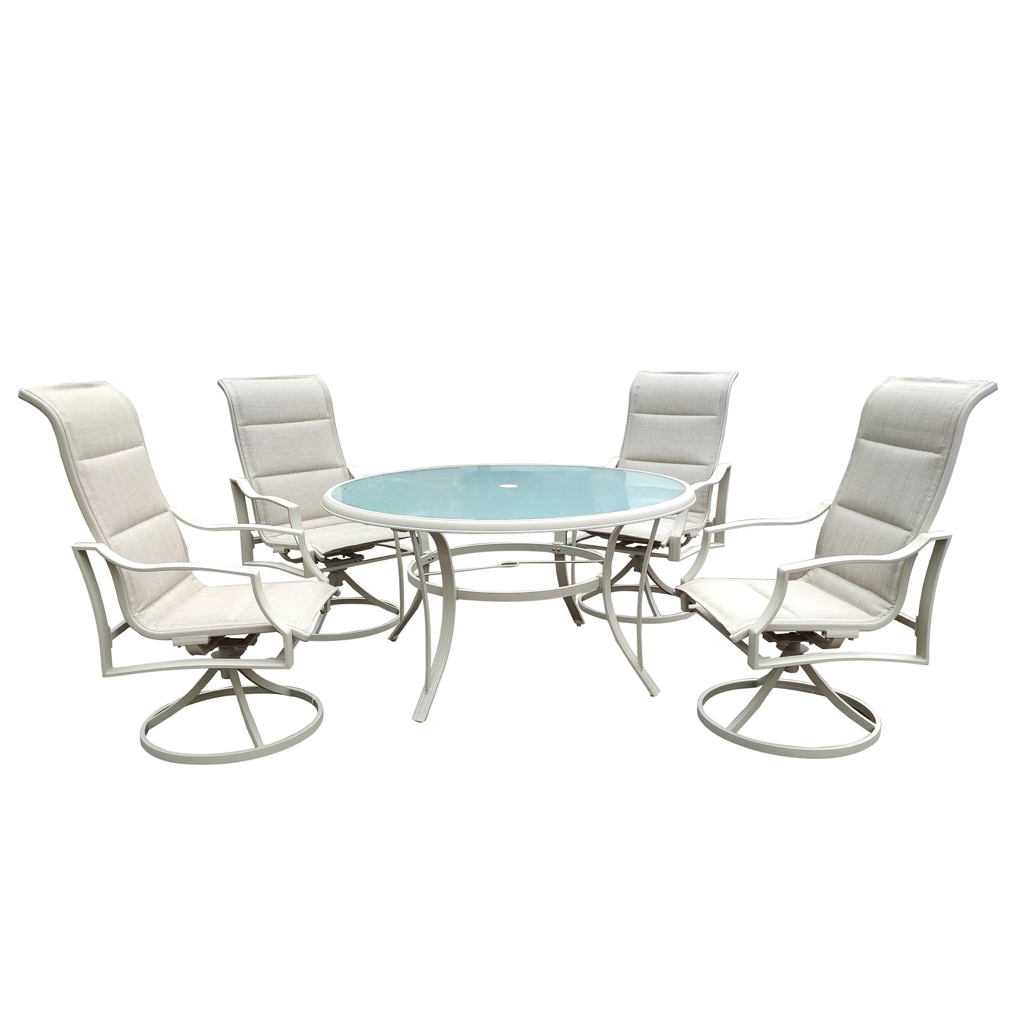 FREE SHIPPING Five-piece outdoor lawn garden dining table and chair four revolving chairs a round umbrella table