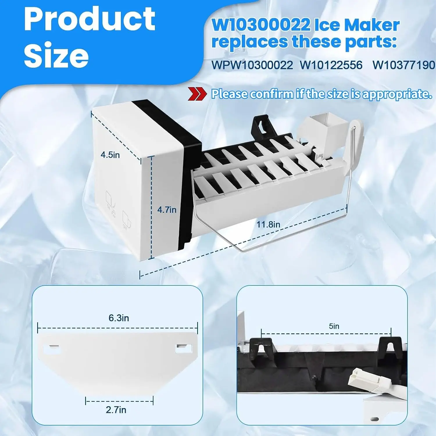 W10300022 WPW10300022 Refrigeration Ice Maker W10122556 W10377190
