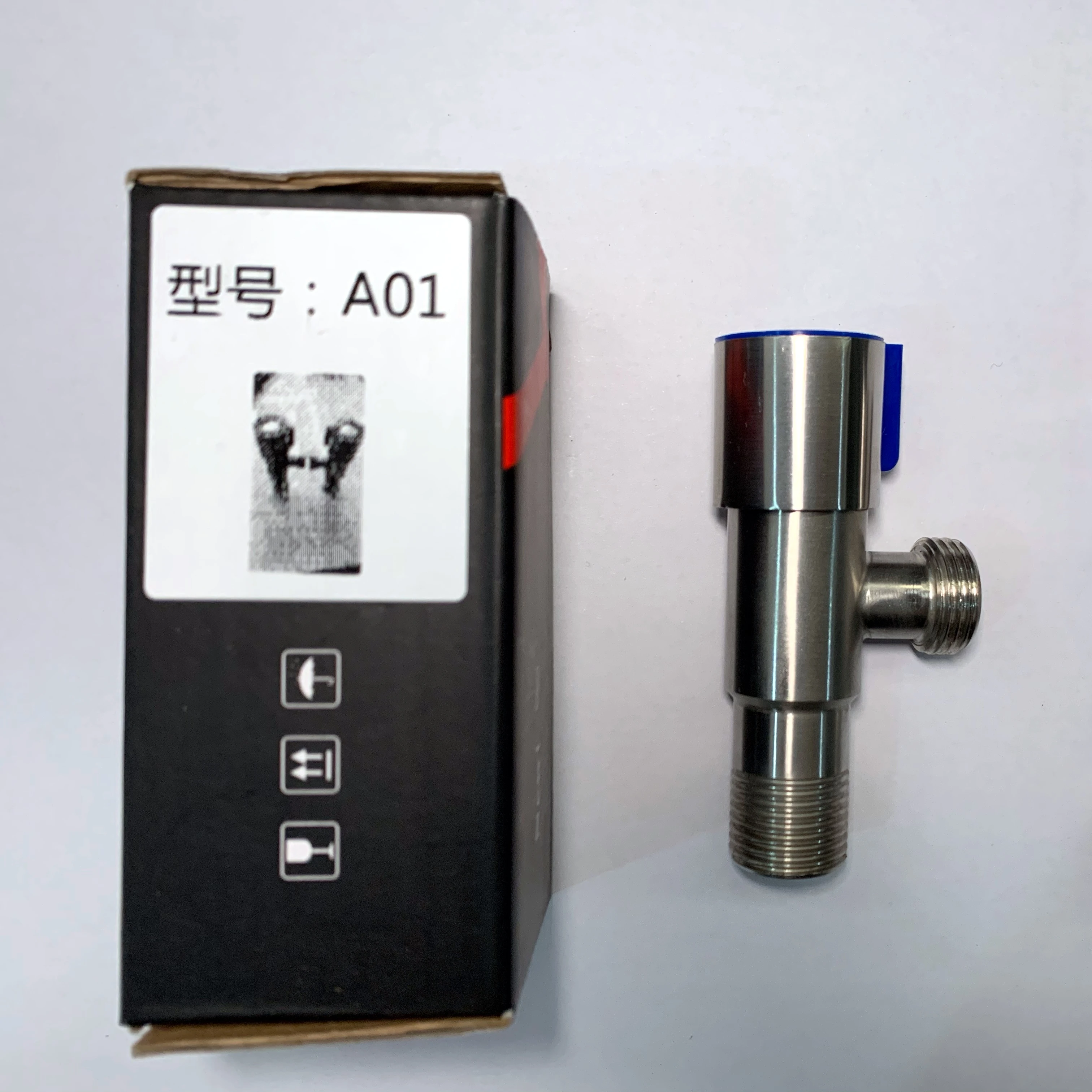 HAIRUI 90 degree water multi function brushed stainless steel toilet bathroom angle valve red or blue brass cartridge