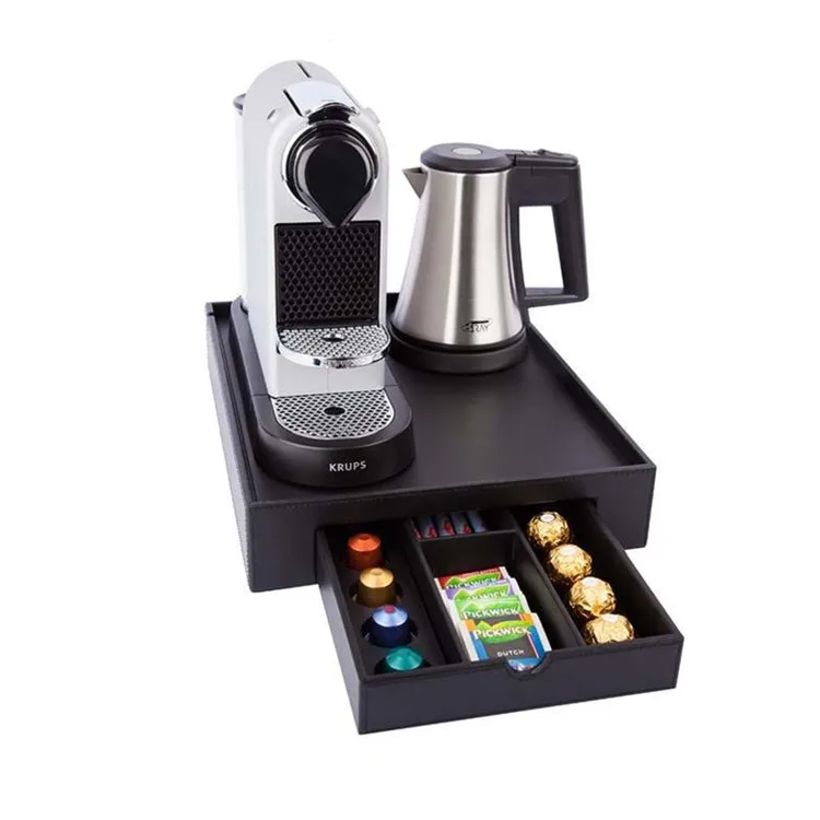PU leather home and office coffee capsule storage drawer tray