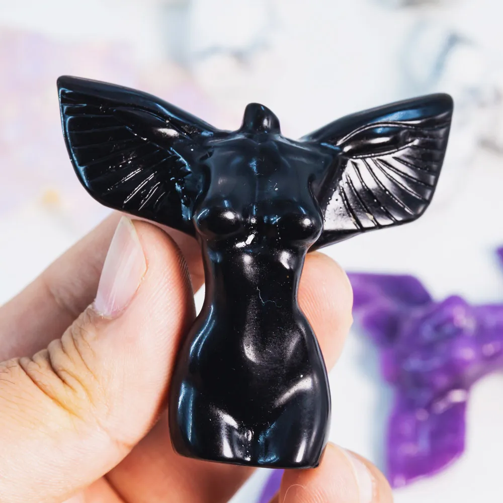 Wholesale polished women angel with wing reiki healing stone craft crystals