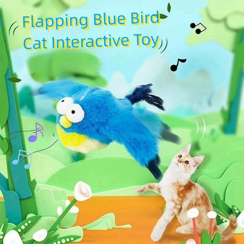 Hot Sale Electric USB Charged Chirping Flying Bird Cat Toy Flapping Pet Interactive Movement Toys with Catnip