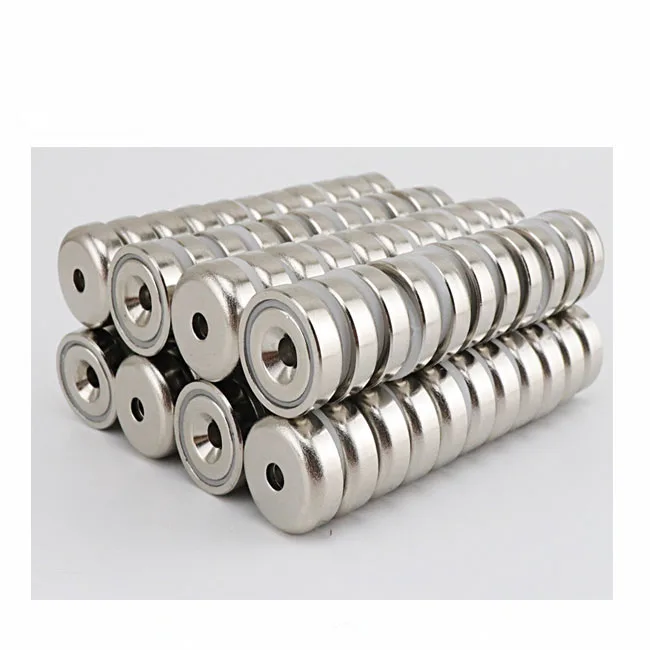 Strong Pull Force Cheap Ndfeb Neodymium Cup Pot Magnet With Countersunk Holes Screws