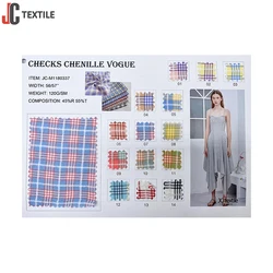 Shaoxing Factory 55%Poly 45%Rayon Rts Chenille Vogue Plaid Yarn-Dyed Checked Fabrics For Dress Skirts