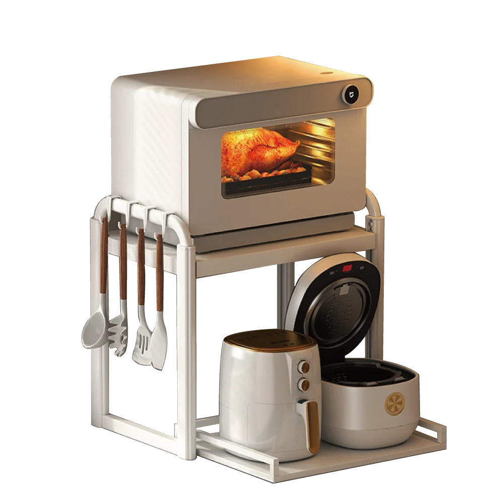 Great Quality Retractable More Practical Rice Cooker Storage Rack With 4 Moving Hook