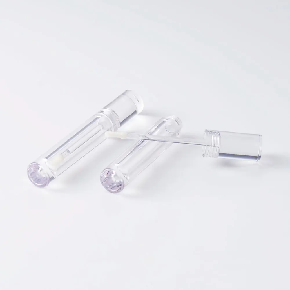 HUIHO Hot Selling 3.5ML Empty Transparent Lipgloss Containers Round Clear Cosmetic Packaging Big Wand Brush Mini Lip Gloss Tubes