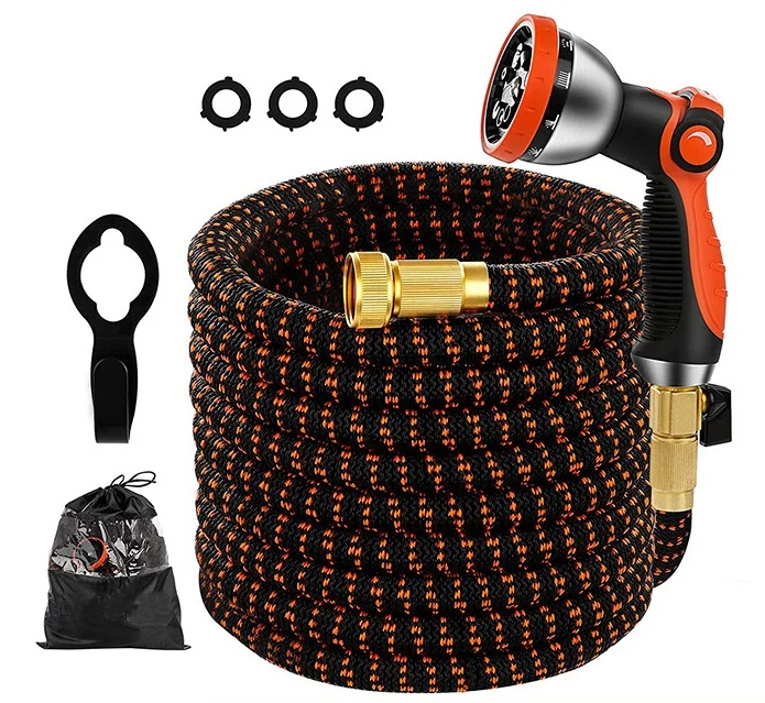 Durable 3 Layers 100FT Flexible Water Pipe Garden Expandable Hose With Brass Fittings