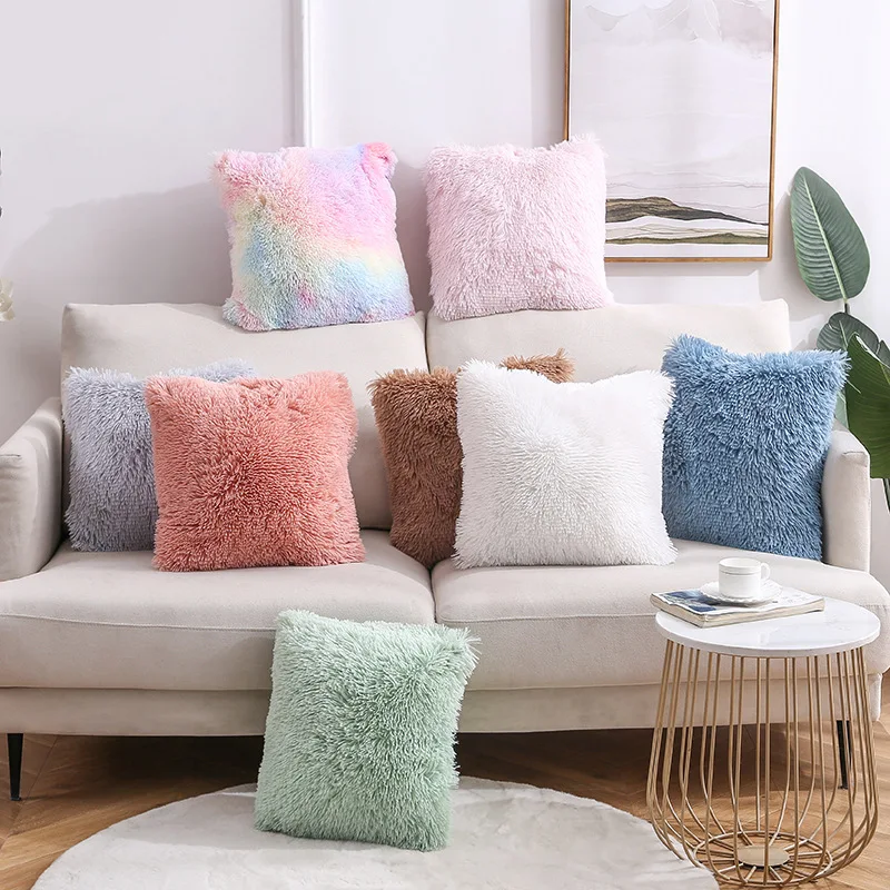 Cushion Pillow Senior Luxury Sofa Throw Pillow Living Room Large Backrest Square Simple Plush Velvet Pillow Cushion Cover