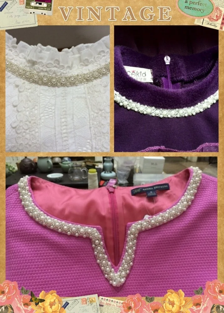 Fashion Rhinestone Pearls Beaded Fabric Lace Trimming Sew on Ribbon for Garment