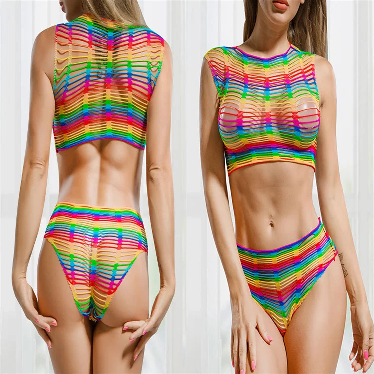 2023 Latest Arrival Hollow Out Bodysuits Mesh Bodystockinsg Sexy Lingerie Colorful Women Fishnet Bodystocking