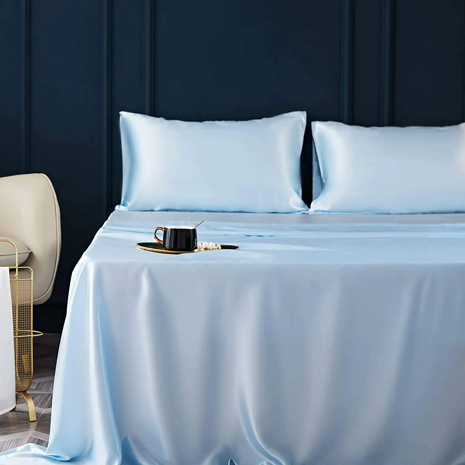 Factory wholesale Double Bed Sets  100% Bamboo Rayon bedsheet bedding set 300 Thread Count queen size bed set