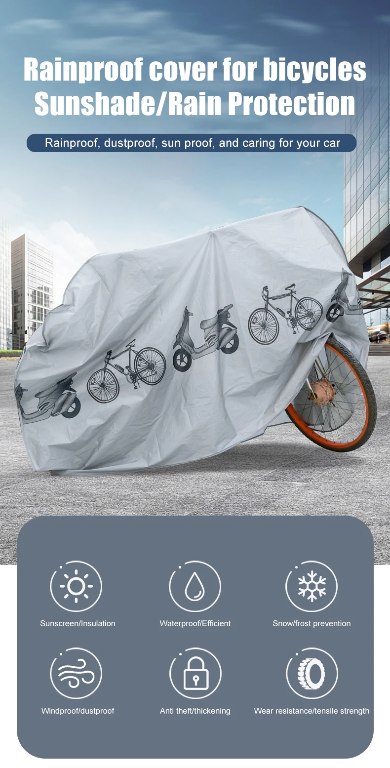 Bike Cover Bike Rain Cover PEVA 100x200cm Dust Cover Sunshade Umbrella Rain Protection MTB Mountain Bike