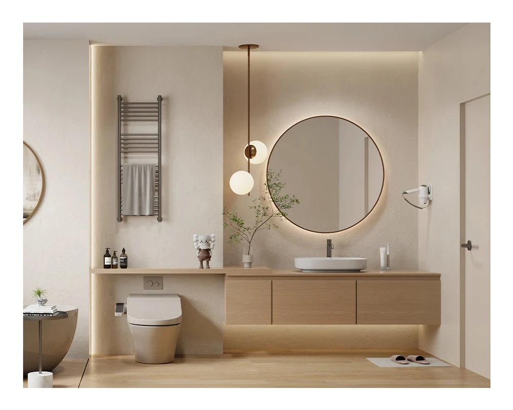 Modern simple design customize bath wall mounted furniture bathroom mirrored vanity cabinet with ceramic sink