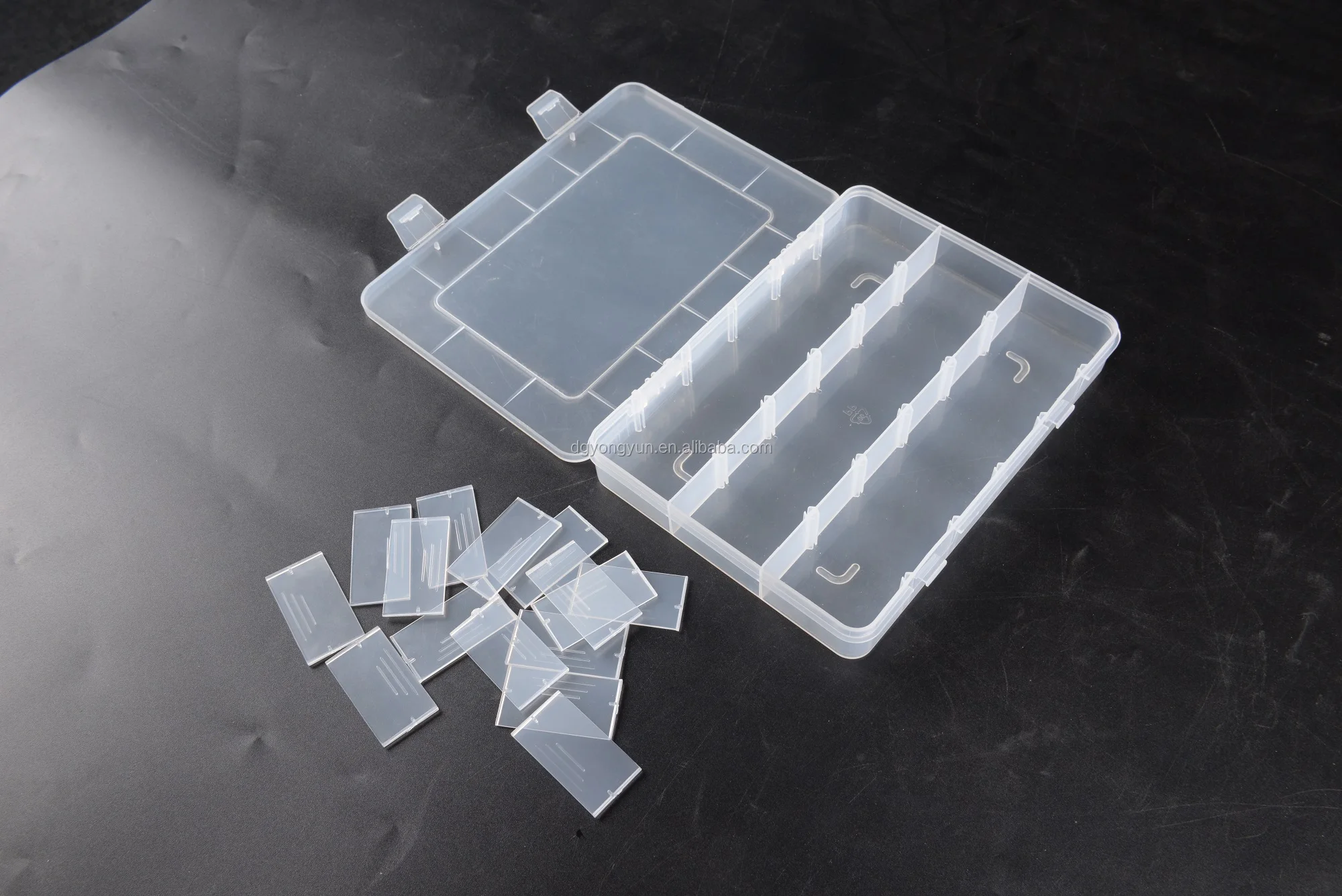 18 compartments transparent plastic storage box with removable dividers