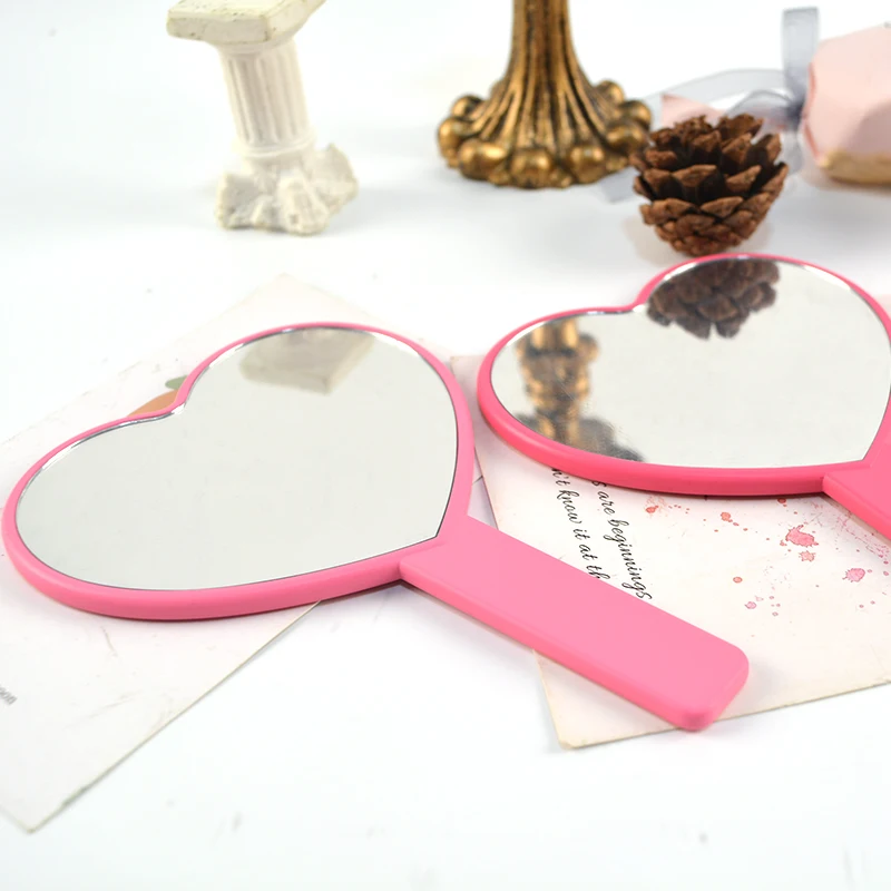 Heart shape Pocket Mirror vintage Hand small Round Plastic mini makeup Handheld logo custom held folded with beauty Mirrors
