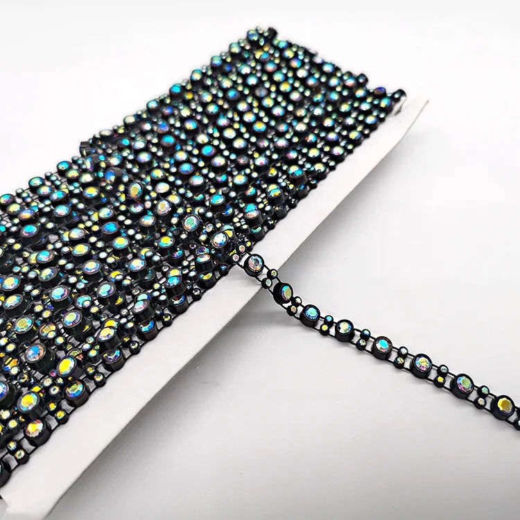 ss8 ab stone crystal diamond links strand roll plastic black pedestal glass rhinestone cup chain trim for DIY accessories