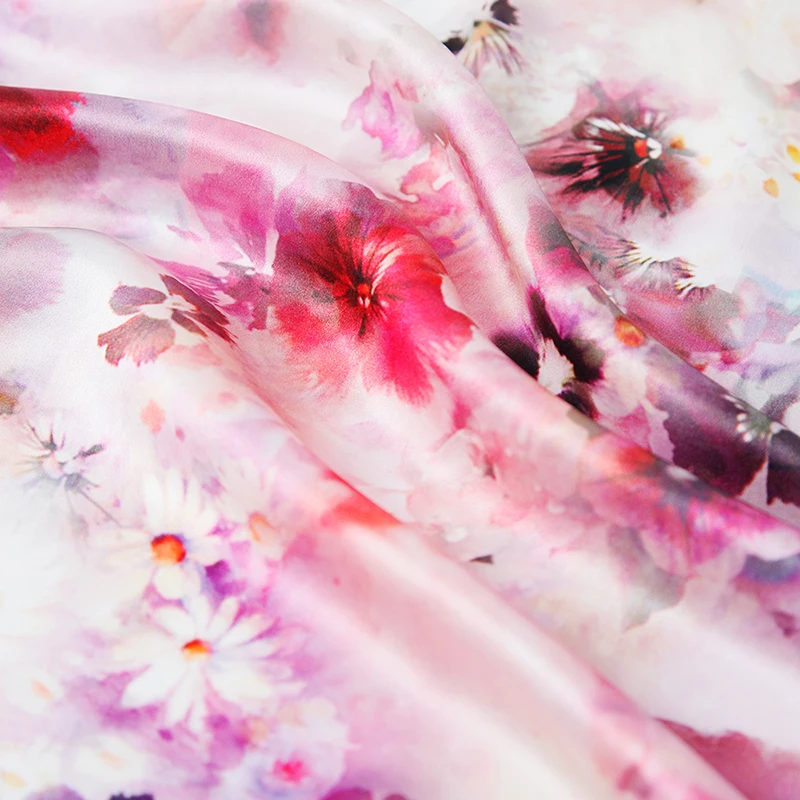 Экологичный 100% шелковый текстиль с цифровой печатью, шелковая атласная ткань на заказ для одежды